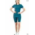thumbnail image 4 of Women's Workout Cotton V-Neck Top & Biker Shorts 2 Pieces Loungewear Combo Set, 4 of 4