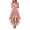 Pink-M, variant on Female Floral Lace Chiffon Dress Bridesmaid Dress Cocktail Dresses Mid-length Prom Party Dresses with Waist Tied