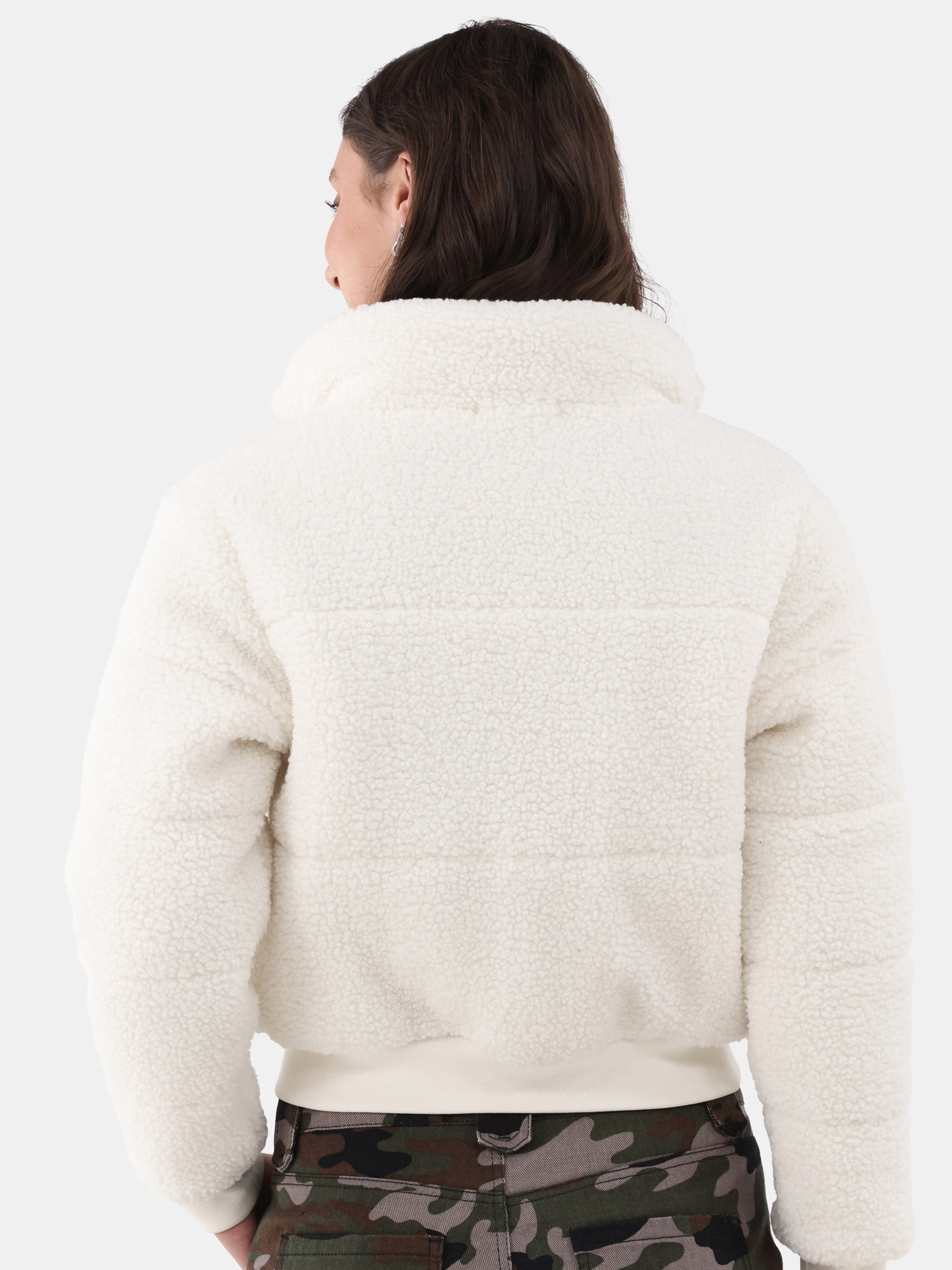 No Boundaries Plush Puffer Jacket, Women's and Women's Plus