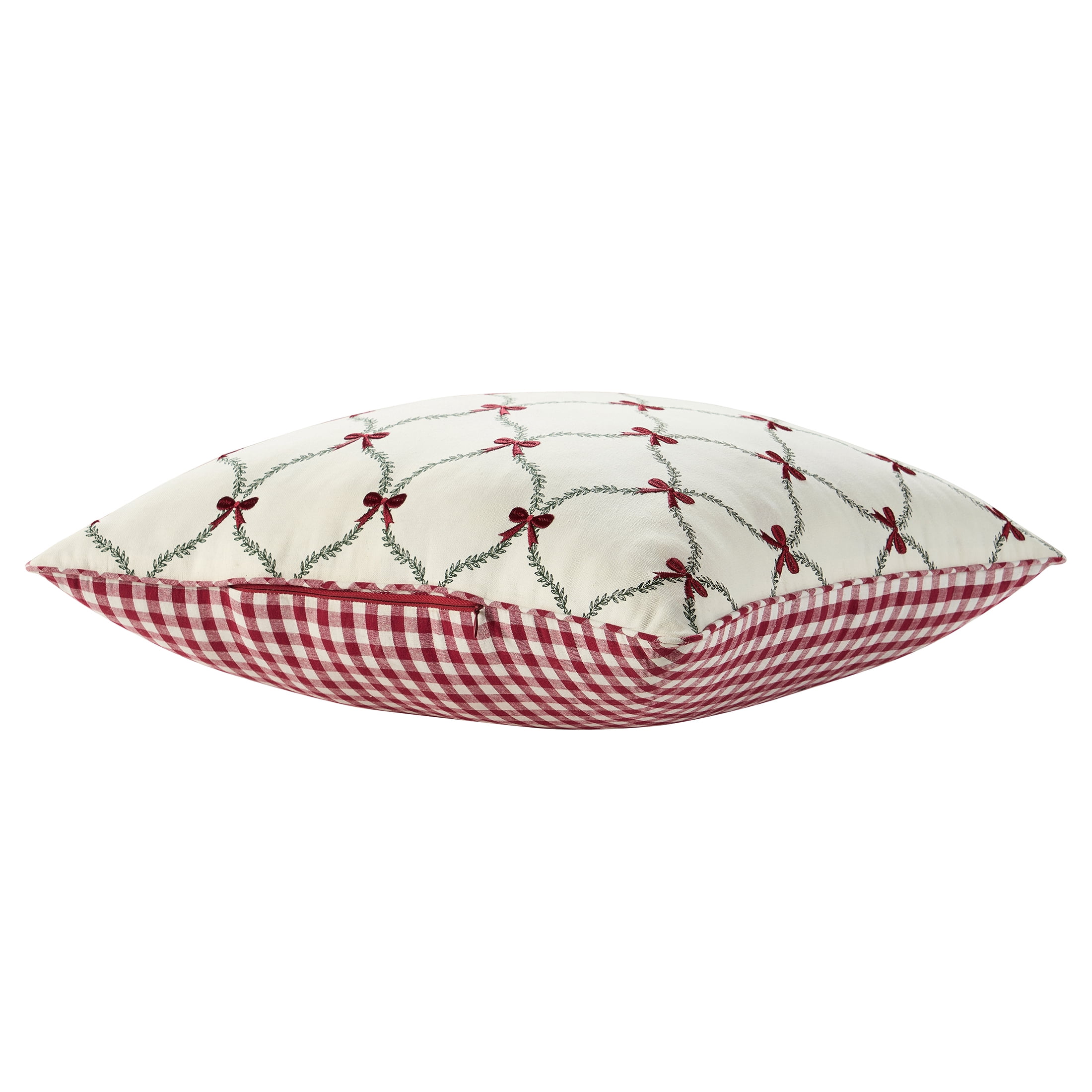 My Texas House 18" x 18" White/Red Ogee Embroidered Decorative Pillow Cover