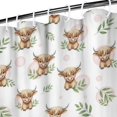 thumbnail image 3 of White Highland Cow Leaf Pattern Shower Curtain 72"x72" ,Bathroom Decorative Shower Curtains Set with 12 Hooks,Modern Waterproof Washable Shower Curtain, 3 of 6