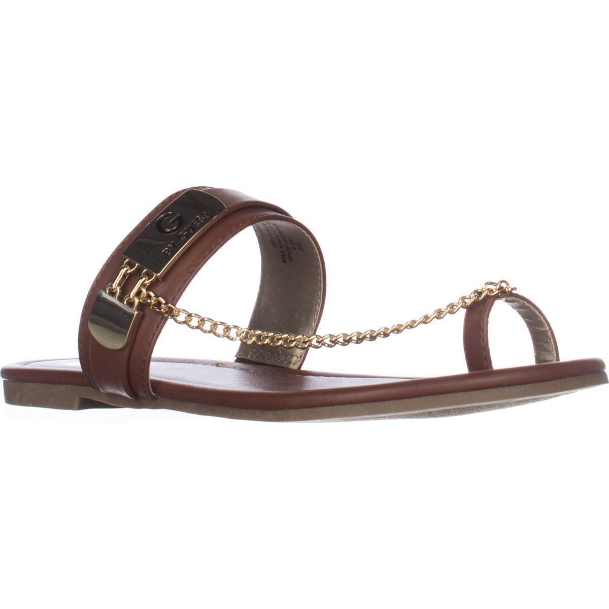 Womens G Guess Loren Flat Toe Loop Sandals, Medium Brown