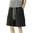 thumbnail image 2 of TKYCMSUAKI Men's Big and Tall Shorts Lightweight Elastic Waisted Drawstring Cargo Short Summer Baggy Solid Color Wide Leg Shorts with Pockets, 2 of 7