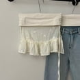 thumbnail image 4 of Ruffle Lace Shirt Extenders for Women Adjustable Layering Fake Top Lower Sweeps Shirt Half Length Skirt Underskirts, 4 of 9