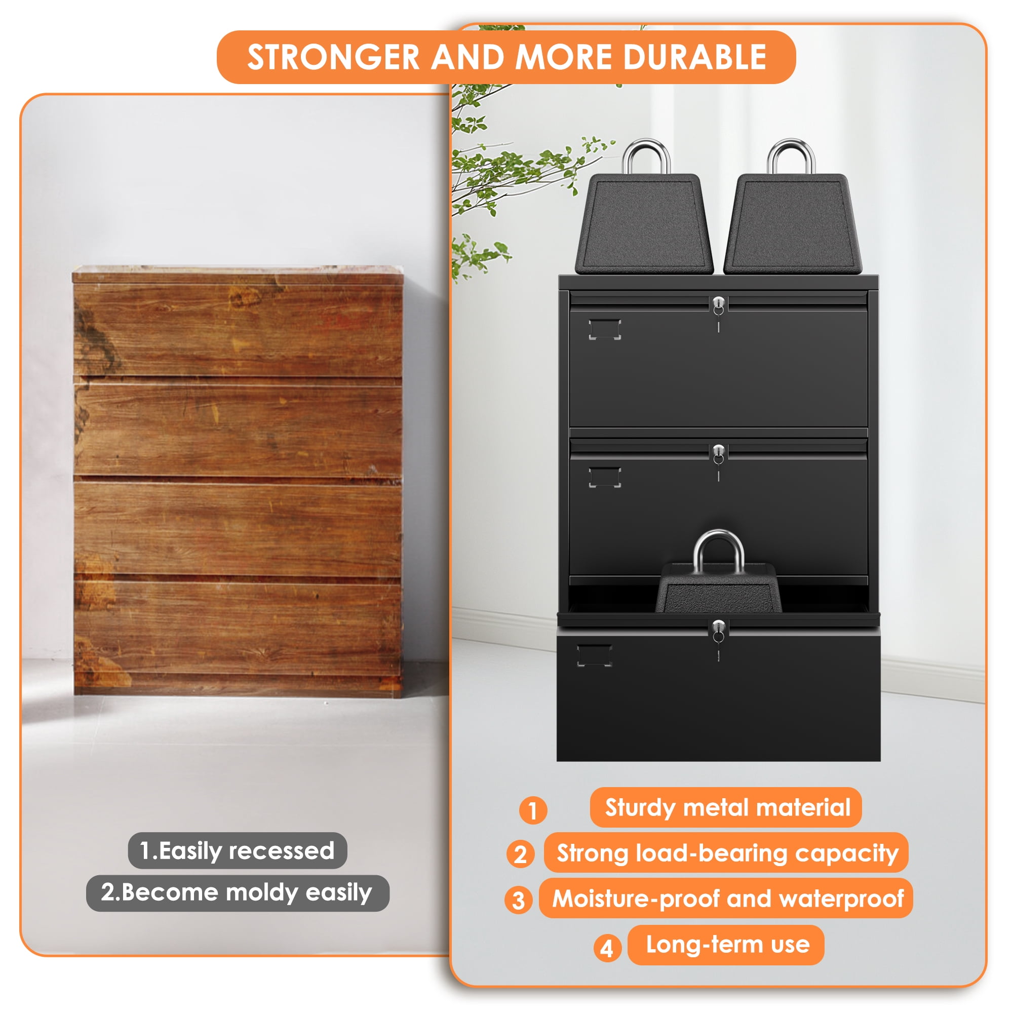 SUPEER 3 Drawers Metal Lateral File Storage Cabinet with 3 Individual Locks and Hanging Folders for Letter/Legal A4 Size, Wide File Storage Cabinet for Home Office School, Assembly Required