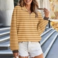 thumbnail image 6 of ClodeEU Womens Plus Size Striped Sweatshirts ,Long Sleeve Lapel Collared Pullover, Casual Soft Pullover Tops Shirts Khaki,Womens Plus S, 6 of 8