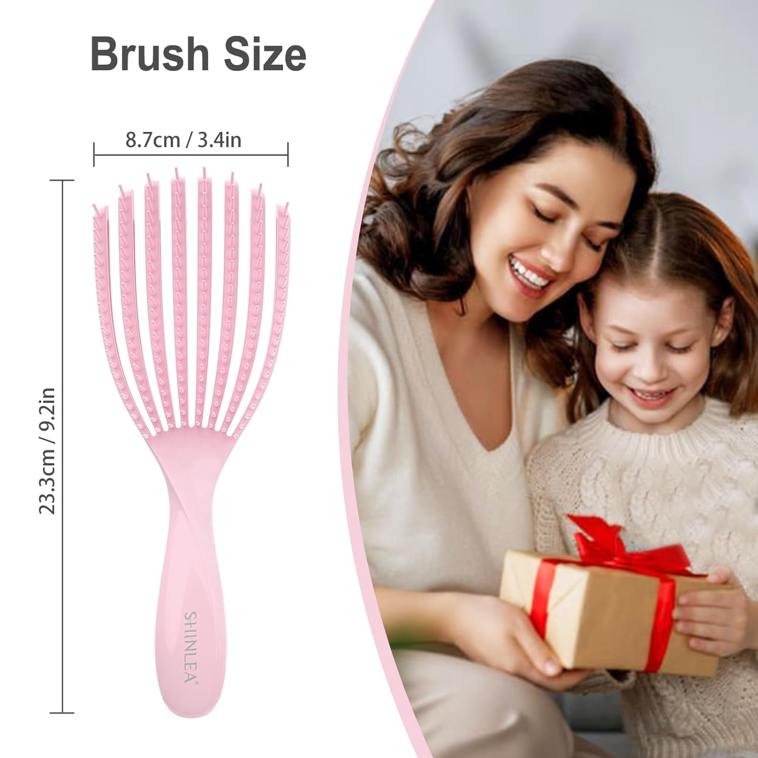 General Detangler Brush for Curly Hair, Hairbrush for Wet Dry Thick Thin, Easily Comb Through Curl Hair and Reduces Breakage, Curly Brush for Women Men Kid (Pink)