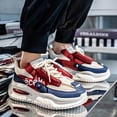 thumbnail image 4 of CORASUN Men's Chunky Platform Sneakers, Breathable Mesh Height Increasing Casual Shoes for Walking & Gym, Athletic Fashion Trainers, Red/Blue, 4 of 8