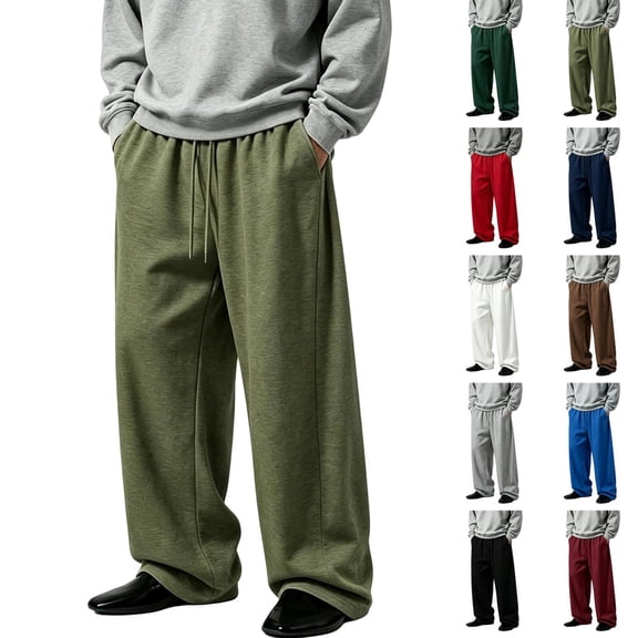 Luvrsol Sweatpants for Men French Terry Wide Leg Baggy Lounge Joggers Pockets Casual Athletic Pants Trousers S-3XL