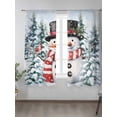 thumbnail image 2 of Christmas Red Snowman Sheer Curtains 63 Inch Long 2 Panels, Winter Snow Scene Pine Tree Forest Bird Light Filtering Rod Pocket Semi Sheer Curtains, Sheer Voile Drapes for Living Room Bedroom, 52"x63", 2 of 5