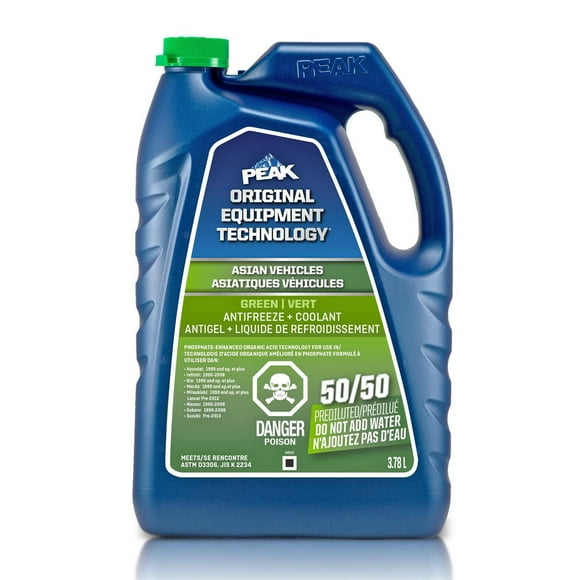 PEAK® OET Extended Life Green 50/50 Pre-Diluted Antifreeze/Coolant for Asian Vehicles, 3.78 Liters, PEAK OET AFC 50/50 Asian Green