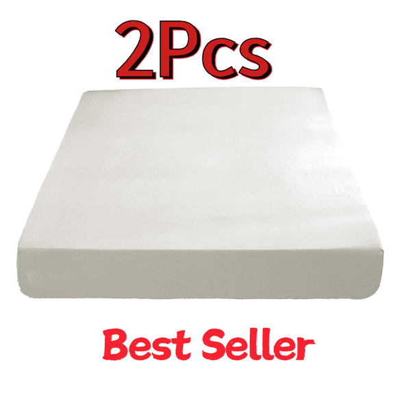 SLYNSHome Twin Fitted Sheet,2Pcs Hotel Luxury Single Fitted Sheet Only Ultra Soft Breathable & Comfy Bed Sheet - White