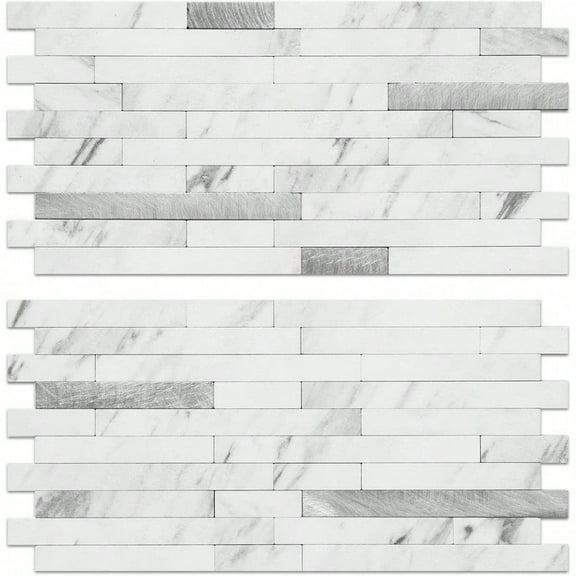 20 Sheets Faux Stone Peel and Stick Backsplash White Marble Look PVC Wall Tiles Stick on Backsplash for Kitchen