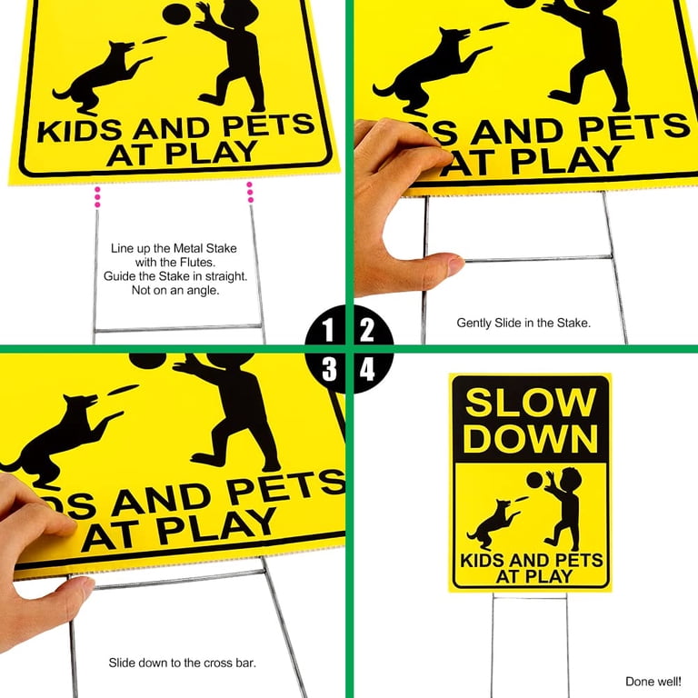 Slow Down Kids At Play Sign 2-Pack Slow Down Kids & Pets At Play Signs ...