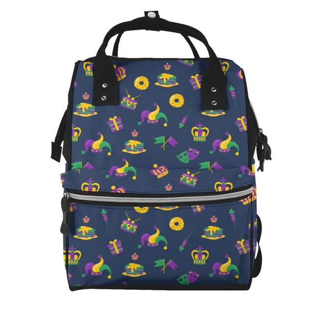 Disketp Mardi Gras Carnival Mochila de Pañales de Gran Capacidad con Múltiples Bolsillos, Mochila de Viaje Multifuncional para Bebé, Unisex, Moderna y Resistente