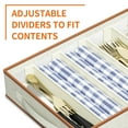 thumbnail image 4 of Aokeyee 2 Pack Silverware Storage Box with Adjustable Dividers, 5 Compartment Silverware Organizer with Lid Handle for Utensil Flatware Knives, Beige, 4 of 7