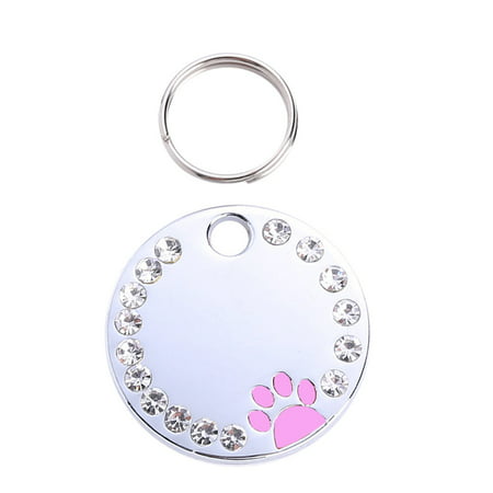 Cute Diamond Paw Dog Cat ID Name Tags Pet Jewelry