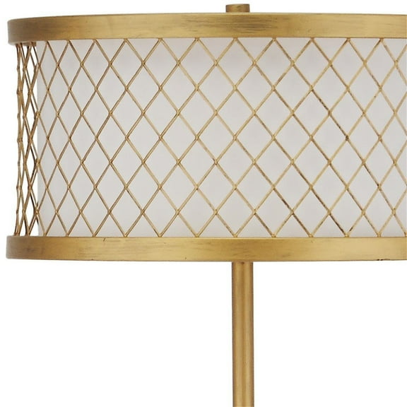 Safavieh Evie Mesh 58.25 in. H Floor Lamp, Antique Gold/White Shade