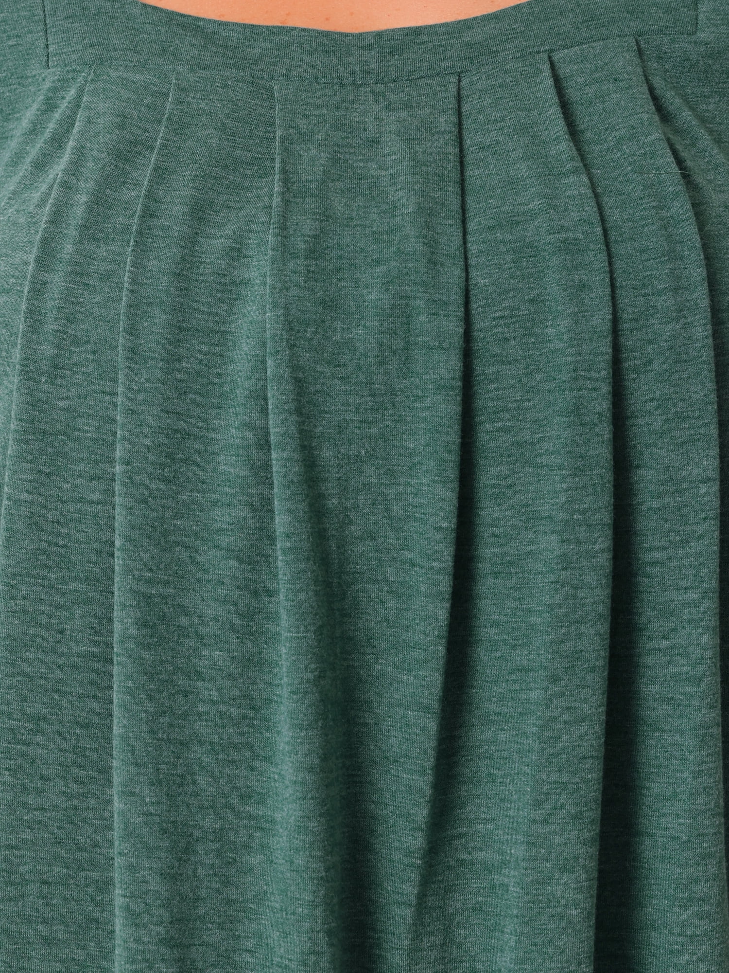 DARING DIVA Women's Plus Long Sleeves Square Neck Flowy Pleated Top 3X Green