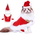 thumbnail image 1 of ZHAOCHENG Juego de 2 capas navideñas para mascotas Gorro de Papá Noel ajustable Disfraz navideño para cachorros y gatos pequeños y medianos, 1 of 5
