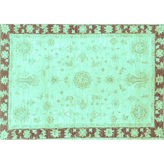 Ahgly Company Indoor Rectangle Abstract Light Blue Modern Area Rugs, 6' x 9'