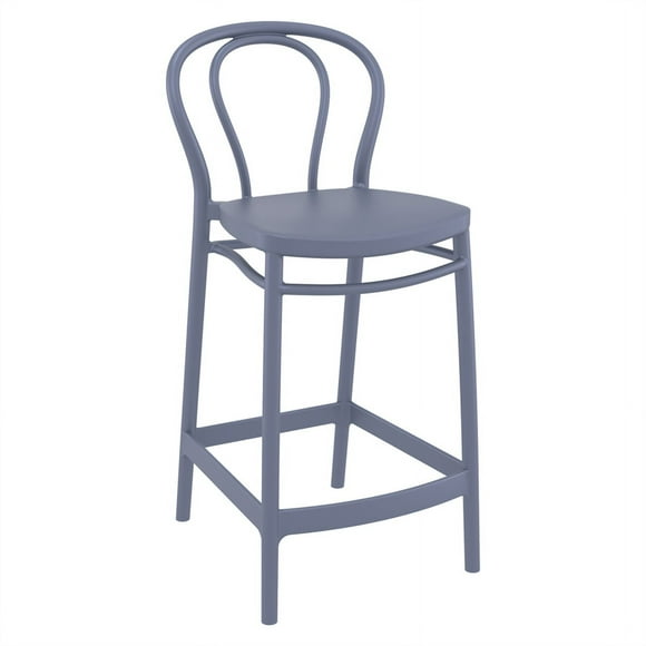Compamia Victor Contemporary Resin Indoor Outdoor Counter Stool - Set of 1, Dark Gray