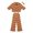 Orange, variant on JIAYUE Women Striped Knit Outfit Crew Neck Long Sleeve Cropped Top Wide Leg Pants 2 Piece Set for Daily Walking Shopping