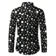 thumbnail image 1 of Camisa de hombre con estampado de lunares, cuello negro, blanco, azul y morado, ropa informal de calle de manga larga, diseño de moda urbana, 1 of 6