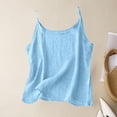 thumbnail image 2 of CIENVNSTG Womens Basic Solid Color Cotton Linen Cami Tops Spaghetti Strap Loose Fit Lightweight Sleeveless Inner Shirts for Summer Daily Dressing Light Blue L, 2 of 5