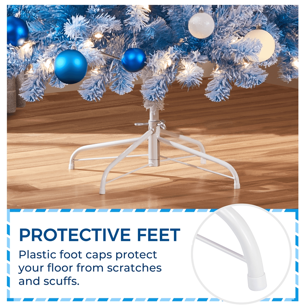 Renwick 7.5Ft Pre-lit Flocked Artificial Christmas Tree with 350 Incandescent Warm White Lights, Lake Blue Gradient