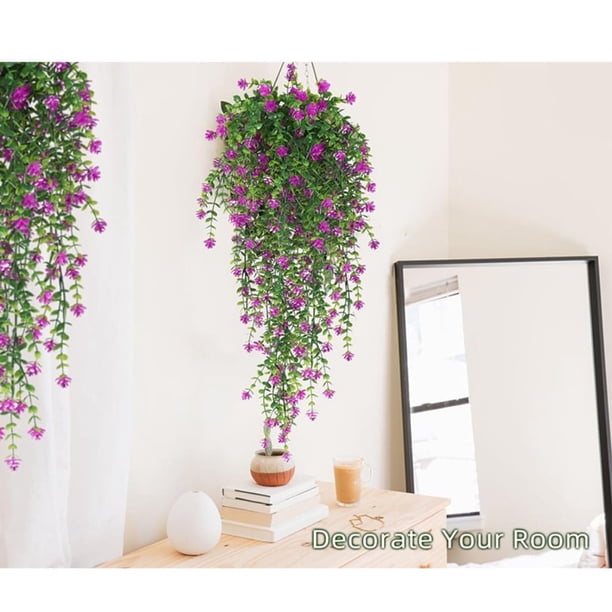 Artificiales Flores para Colgar, 3 Pzas de Vid de Eucalipto Falso, Guirnalda de Flores, Plantas de Plástico para Interiores y Exteriores, Pared, Jardín, Boda, Decoración de Fiesta en Casa