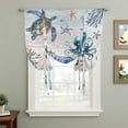 thumbnail image 2 of Blue Coastal Balloon Curtains for Windows, Bedroom Curtains 54 Inch Length, Sea Turtle Octopus Coral Beach Nautical Tie Up Curtains Panels Thermal Insulated Bathroom Curtains Window 42"x54", 2 of 8