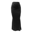 thumbnail image 5 of Women's Solid Color Skirts High-Waisted Pleated Fishtail Pencil Skirt Simple Fashion Half-body Skirt, 5 of 5
