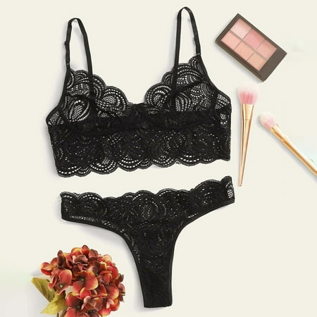 

RPVATI Women Lingerie Sexy Push Up Lingerie Bra and Panty Set Sexy Eyelash lace Underwire