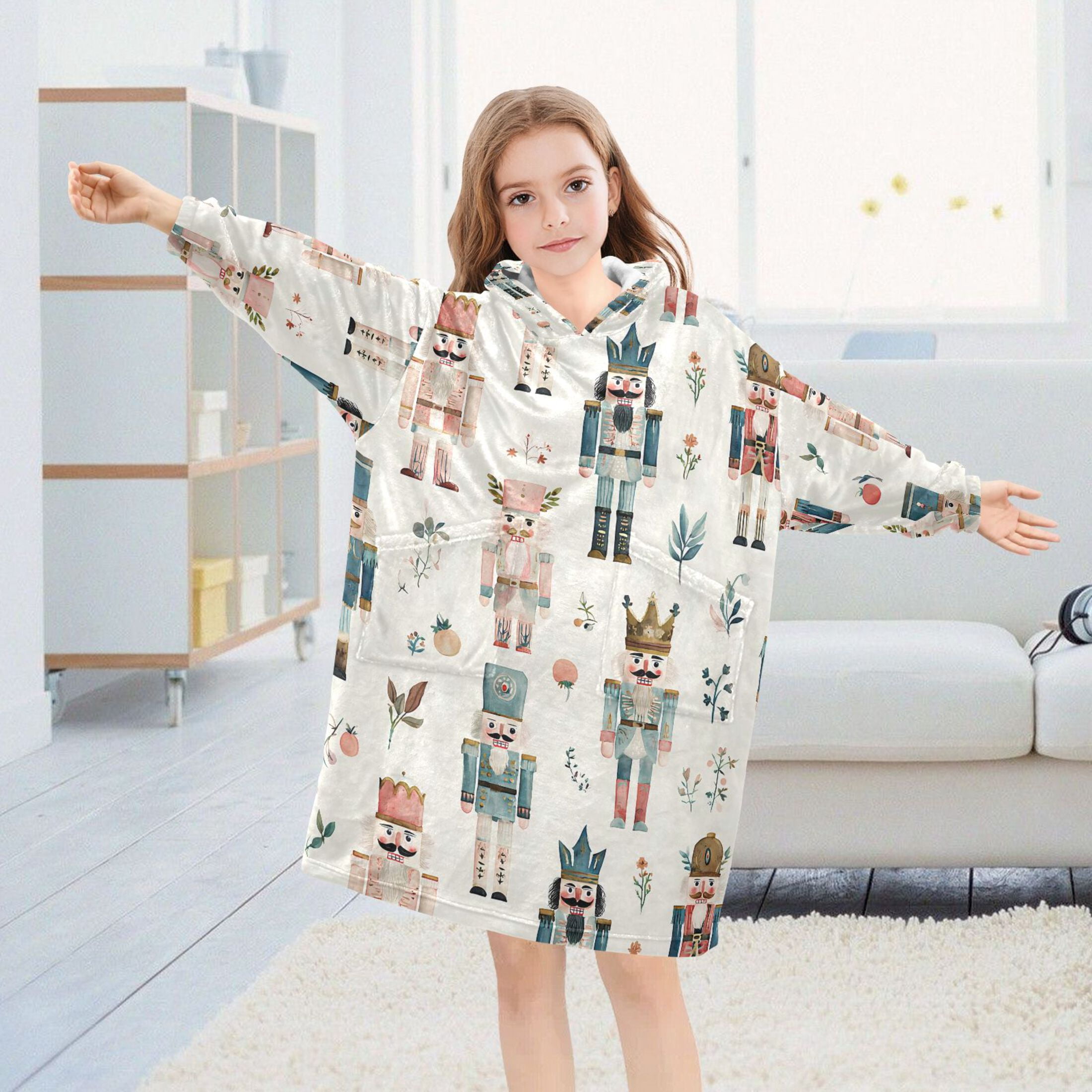 joogoo Blanket Hoodie for Nutcracker Soldiers Christmas Oversize Sweatshirt 3-14 YR L