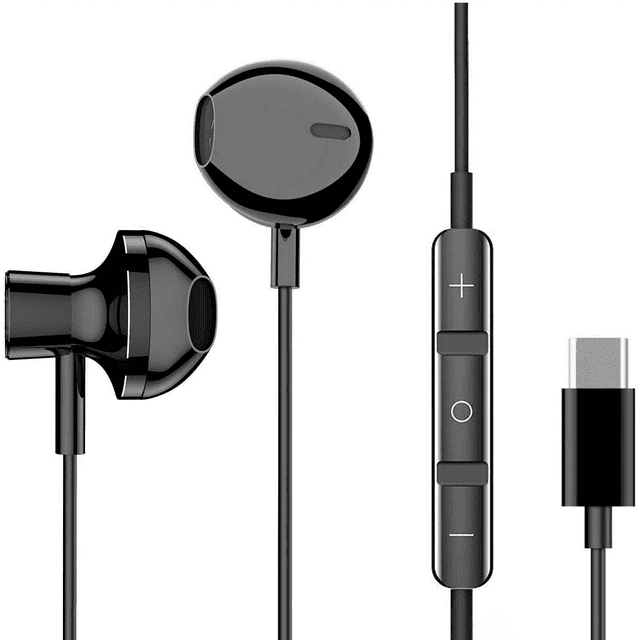 URBAN EXTREME USB Type C Earphones Stereo in Ear Earbuds with Mic and Volume Control Compatible with Samsung Galaxy S20 Ultra 5G - Black (US version with Warranty)