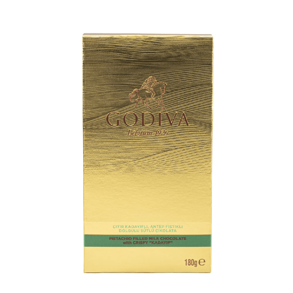 Godiva Dubai Chocolate 6.35 oz / 180 gr. Milk Chocolate Filled with Crunchy Kadayif and Pistachio, 180 gr