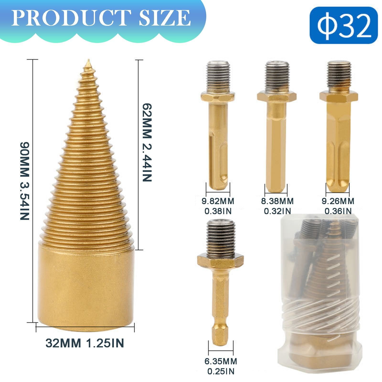 Clearance Sale!Firewood Drill Bit Set With 4 Handles Detachable Fire Wood Splitter Drill Bit Tool 42Mm / 32Mm Wood Log Splitter Drill Bit Wood Splitting Drill Bit For Drill Machine, Hardware Drill Bi