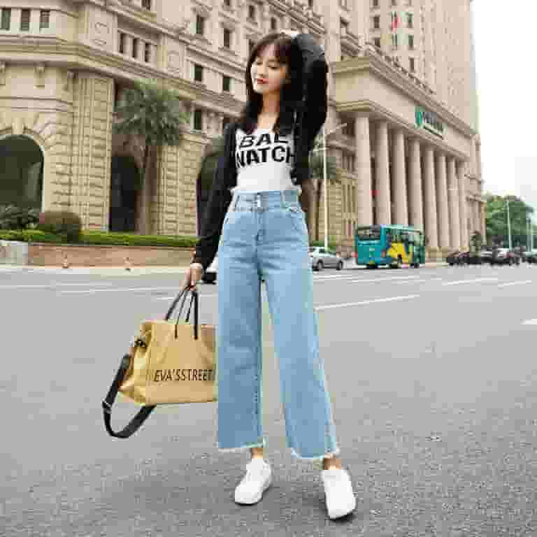 【サイズ交換OK】 Trade Foreign Cross-border Leg Wide Waist High Style Korean Clothing