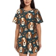 thumbnail image 1 of Balery Cute Puppy Conjunto de Pijama para Mujer con Estampado, Dos Piezas de Manga Corta y Shorts, Ropa de Dormir Suave con Cuello Redondo y Bolsillos-Small, 1 of 6