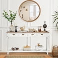 thumbnail image 4 of Wnutrees Farmhouse Console Table with 4 Drawers, 60" Long Narrow Boho Sofa Foyer Table with Large Storage Space, Solid Wood Frame and Legs for Entryway, Hallway, Living Room, White, 4 of 6