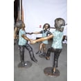 thumbnail image 2 of Nifao Three children happily holding hands bronze statue – Home Office Decor Sculpture, 31"L x 19"W x 41"H, 2 of 11