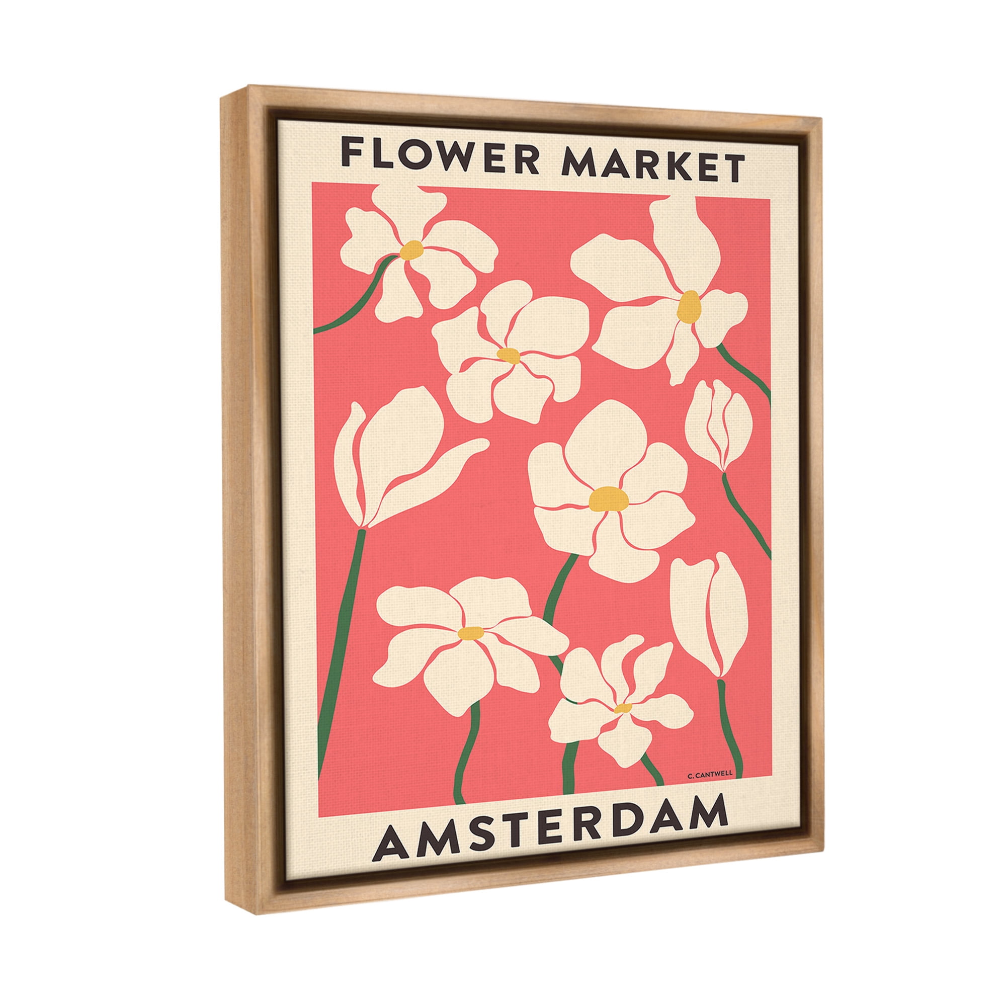 Stupell Industries Amsterdam Flower Market Botanical & Floral Painting Brown Floater Framed Canvas Art Print Wall Art, 25 x 31