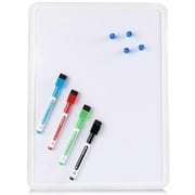 Magnetic Dry Erase Board 11" x 14". Includes Board Dudes SRX Magnetic 6-Pack Dry Erase Markers, Assorted Colors. (11x14'' with 4 Note Magnets and Markers)