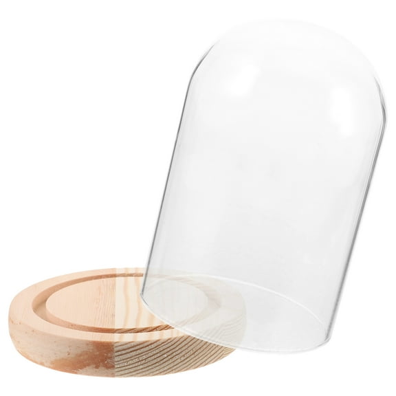 Soimiss Glass Dome with Base for Preserved Flower Display Transparent Clear Decor