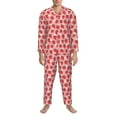 thumbnail image 3 of Naloa Strawberry And Flowers Men’s Pajamas Set - Long Sleeve Button Down Sleep Shirt and Pajama Bottoms Sleepwear Set-, 3 of 7