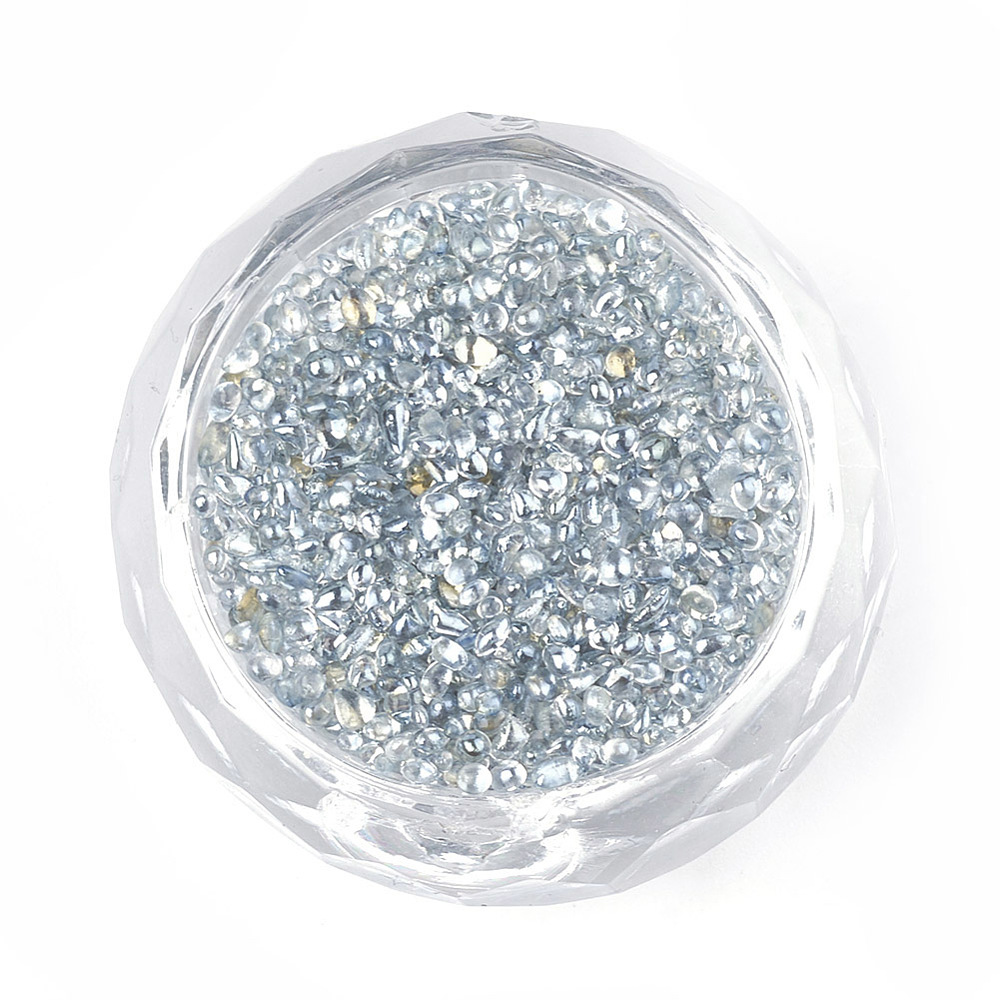 Plated Glass Seed Beads For Nail Art Decoration Accessories No Hole/Undrilled Chip Light Steel Blue 1.5~5x1.5~2x1.5~2mm 450g/bag diy