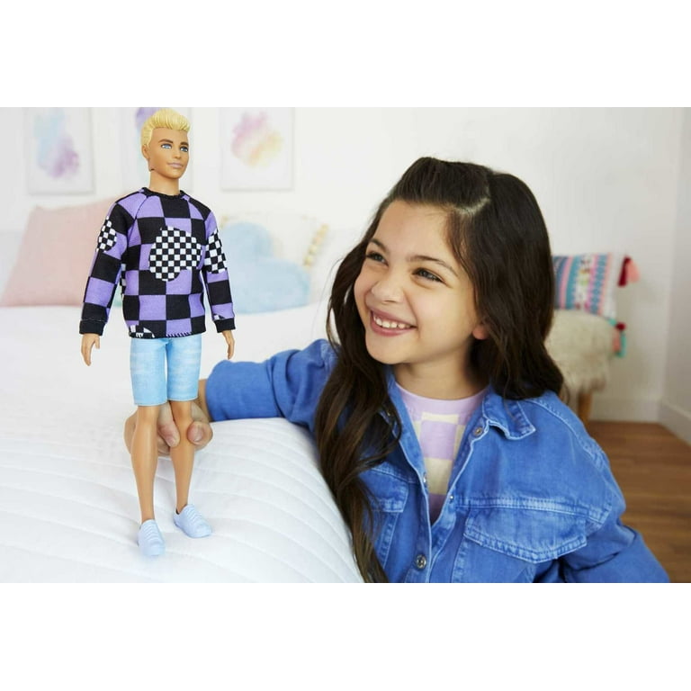 Barbie Fashionistas Fashion Doll #191 in Checkered Sweater with Blonde Hair & Sneakers - Walmart.com