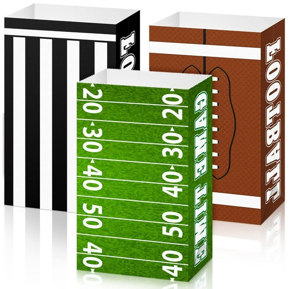 Funrous 36 Packs Football Party Bags Football Paper Gift Treat Candy Bags for Game Day Themed Party Favors Decorations Bowl Supplies