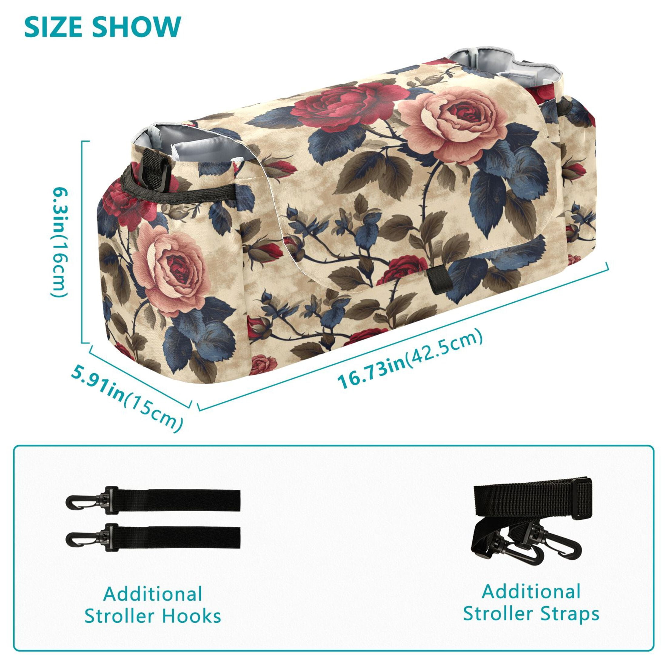 DIXRUYEE Stroller Organizer Vintage Floral Elegance Printed